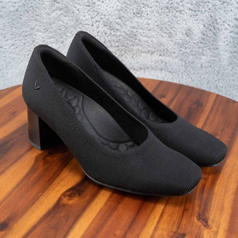 Vivaia Square Toe Chunky Heel Megan Women's US 6.5 EU 37.5 Black Stress Free